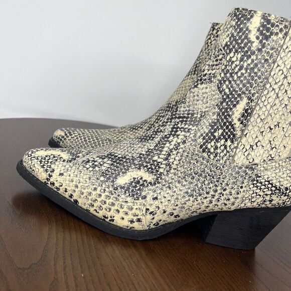 Matisse Avery Ankle Boots Women's 8.5M Beige Snakeskin Print Leather Pointed Toe - Picture 14 of 16